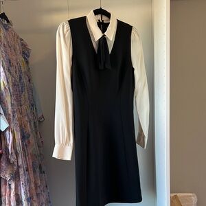 Black and White Bishop Sleeve Midi Dress